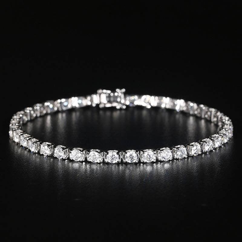 16.3cm Full Moissanite Tennis Bracelet Solid 18k White Gold | 6 1/3"