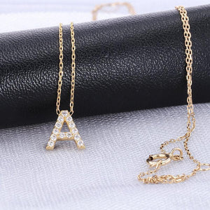 J L I 18k Gold Diamond Initial Necklace | ABC Letter Necklace with Lab Created Diamonds | Dainty Initial Letter Necklace in 18k Yellow Gold