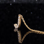Load image into Gallery viewer, J L I 18k Gold Diamond Initial Necklace | ABC Letter Necklace with Lab Created Diamonds | Dainty Initial Letter Necklace in 18k Yellow Gold
