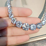 Load image into Gallery viewer, 92 pcs Moissanite Diamond Tennis Necklace | Solid 18k White Gold
