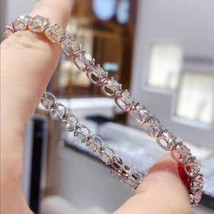 16.3cm Full Moissanite Tennis Bracelet Solid 18k White Gold | 6 1/3"