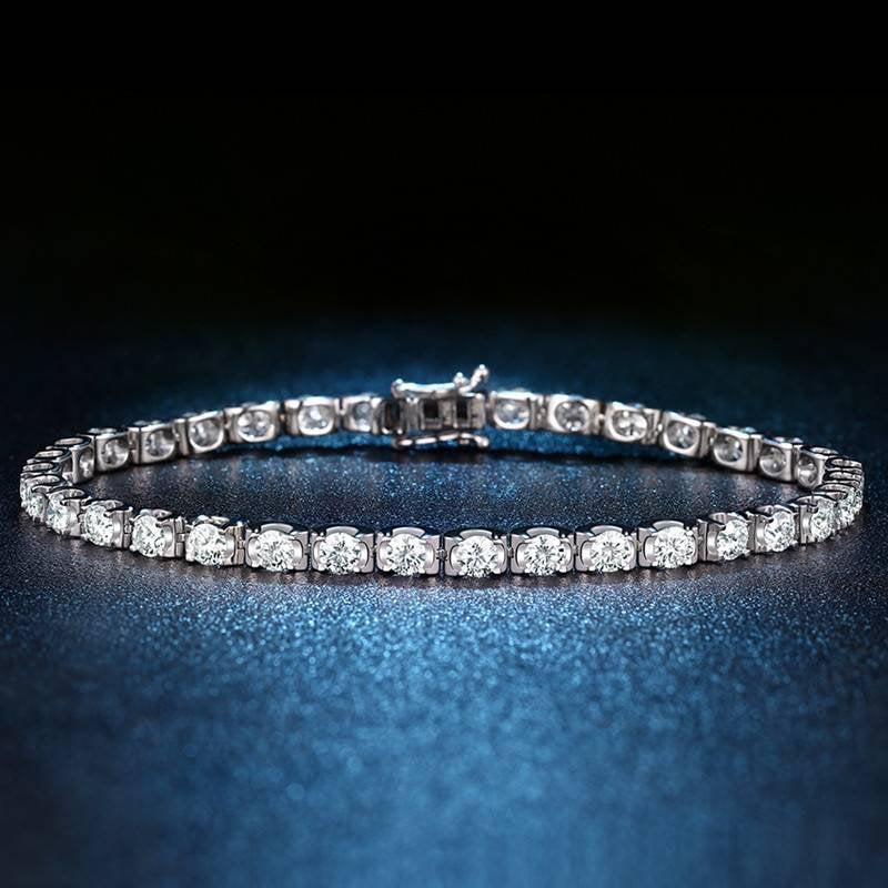 16.3cm Full Moissanite Tennis Bracelet Solid 18k White Gold | 6 1/3"