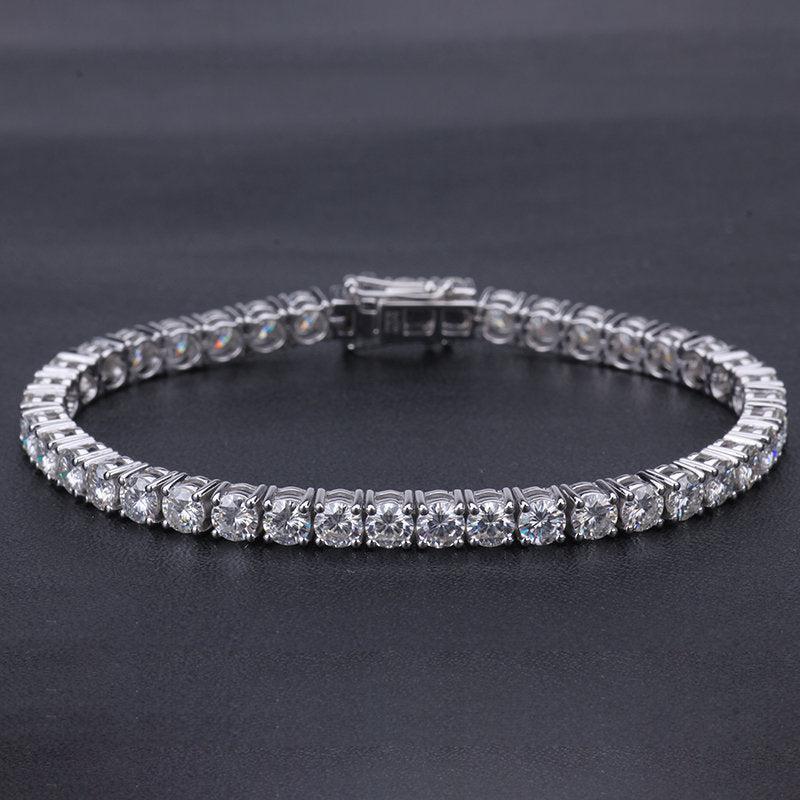 Round Moissanite Tennis Bracelet | Colorless Moissanite Bracelet | Prong Set Diamond Bracelet | White Gold Bracelet For Women Christmas Gift