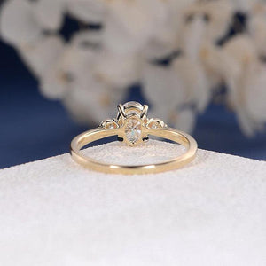 5x7mm Three Stone Oval Cut Moissanite Engagement Ring 14k Gold