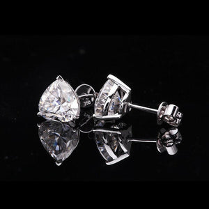 Heart Cut Moissanite Earring Studs 14k White Gold