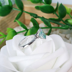 3ct Teal Green Cushion Cut Moissanite Engagement Ring 14k White Gold