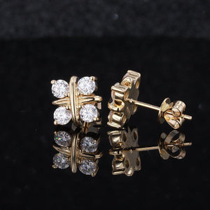14k Yellow Gold Real Moissanite Earring Studs | Special Flower Design | 4x4 0.1ct