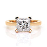 Load image into Gallery viewer, Rose Gold Princess Cut Moissanite Engagement Ring | 18k Rose Gold Solitaire Ring | Moissanite Diamond Square Ring | Wedding Ring Women
