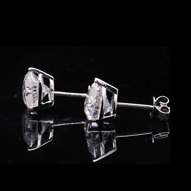 Heart Cut Moissanite Earring Studs 14k White Gold