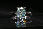 Load image into Gallery viewer, 3ct Teal Green Cushion Cut Moissanite Engagement Ring 14k White Gold
