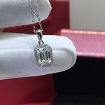 Load image into Gallery viewer, 1ct Moissanite Emerald Cut Pendant | 18k White Gold
