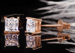 Round Screw Back Stud Earrings in 18k gold Moissanite Diamond Stud Earrings  Moissanite Earrings