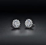Load image into Gallery viewer, Sunflower Moissanite Earring Studs | 18k Gold
