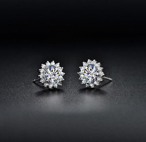 Sunflower Moissanite Earring Studs | 18k Gold