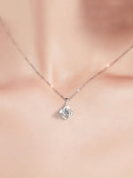 Load image into Gallery viewer, 1ct Moissanite Four-Leaf Clover Chain Pendant | 18k White Gold
