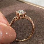 Load image into Gallery viewer, Princess Moissanite Ring in 18k Gold
