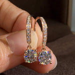 Load image into Gallery viewer, Round Cut Moissanite Earrings Hooks in 18k Gold
