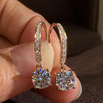 Load image into Gallery viewer, Round Cut Moissanite Earrings Hooks in 18k Gold
