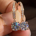 Load image into Gallery viewer, Round Cut Moissanite Earrings Hooks in 18k Gold
