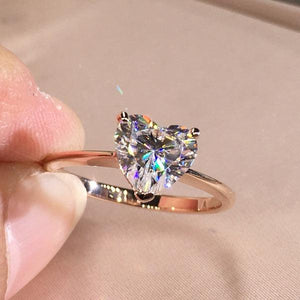 Heart Cut Moissanite Engagement Ring in 18k Gold