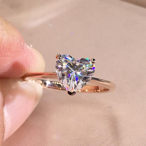 Heart Cut Moissanite Engagement Ring in 18k Gold