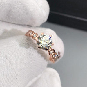 Honeycomb | Hexagonal Round Cut Moissanite Ring