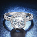 Load image into Gallery viewer, 1ct Halo Princess Cut Moissanite Ring with Side Stones 925 Silver
