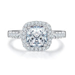 Load image into Gallery viewer, 1ct Halo Princess Cut Moissanite Ring with Side Stones 925 Silver
