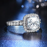 Load image into Gallery viewer, 1ct Halo Princess Cut Moissanite Ring with Side Stones 925 Silver
