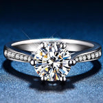 Load image into Gallery viewer, 1ct Round Moissanite Ring with Sidestones 18k White Gold
