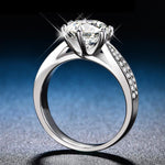 Load image into Gallery viewer, 1ct Round Moissanite Ring with Sidestones 18k White Gold
