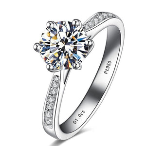 1ct Round Moissanite Ring with Sidestones 18k White Gold