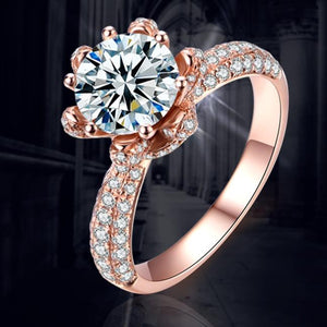 Rosy | Crimson Moissanite Engagement Ring in 18k Rose Gold