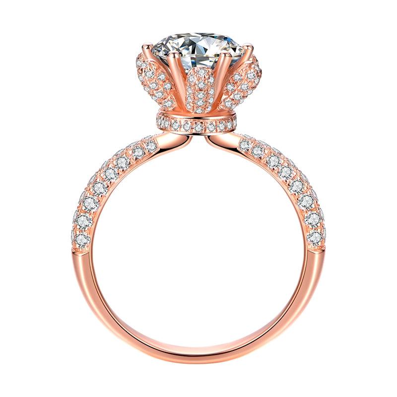 Rosy | Crimson Moissanite Engagement Ring in 18k Rose Gold