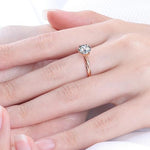 Load image into Gallery viewer, Infinity Moissanite Engagement Ring in 18k Rose Gold 6 Prong
