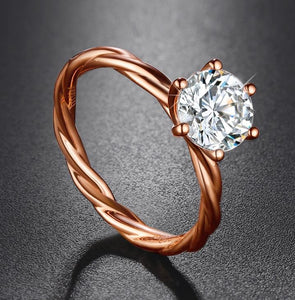 Infinity Moissanite Engagement Ring in 18k Rose Gold 6 Prong